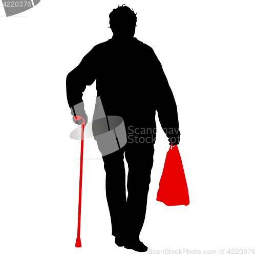 Image of Silhouette of disabled people on a white background. illustration