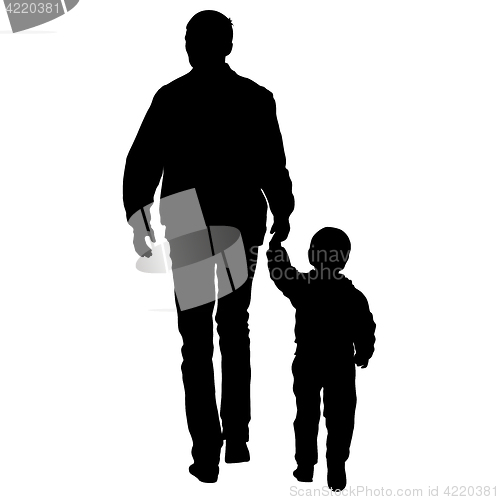 Image of Silhouette of happy family on a white background