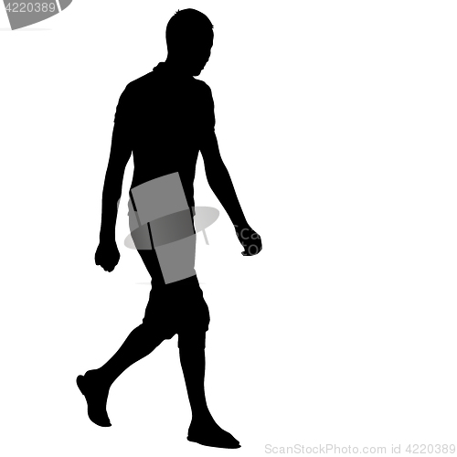 Image of Black silhouette man standing, people on white background
