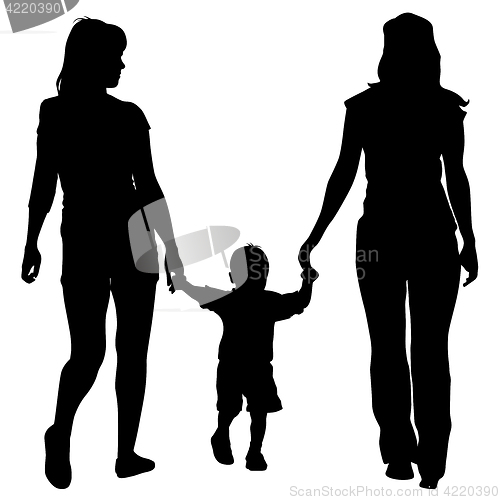 Image of Black silhouettes lesbian couples and family with children