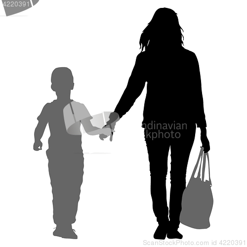 Image of Silhouette of happy family on a white background. illustration.