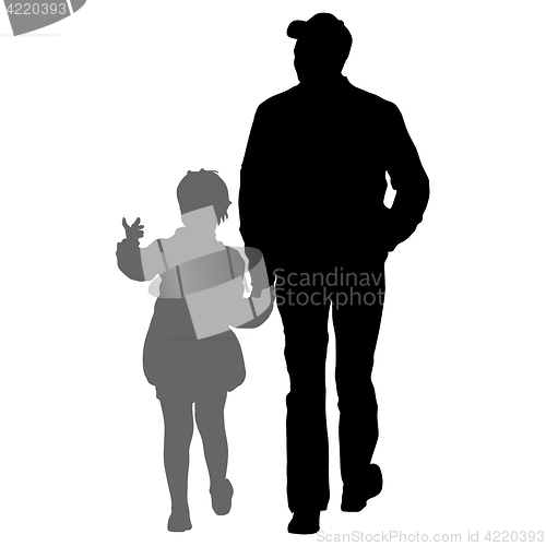 Image of Silhouette of happy family on a white background. illustration.