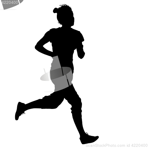 Image of Black Silhouettes Runners sprint women on white background