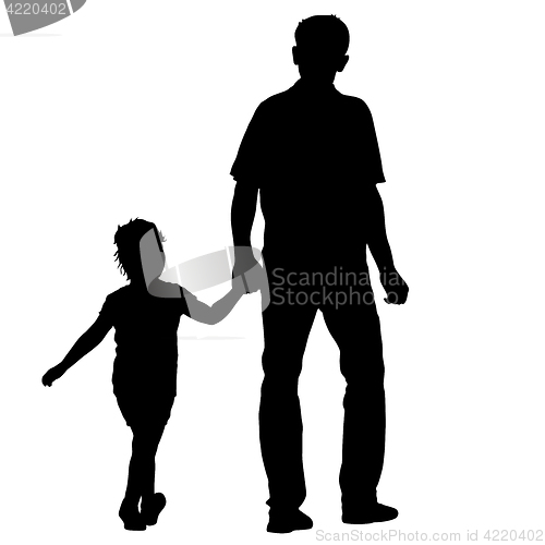 Image of Silhouette of happy family on a white background