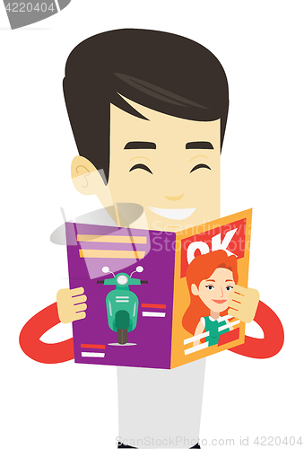 Image of Man reading magazine vector illustration.