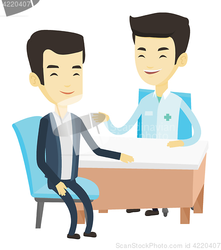 Image of Doctor consulting male patient in office.