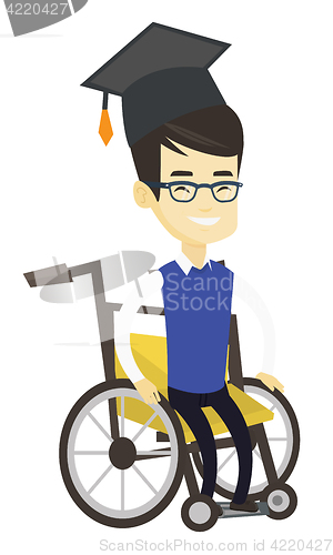 Image of Graduate sitting in wheelchair vector illustration