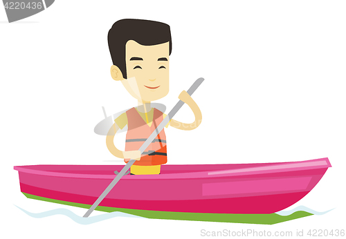 Image of Man riding in kayak vector illustration.