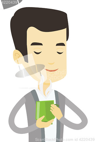 Image of Man enjoying cup of coffee vector illustration