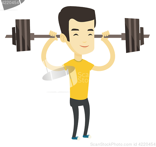 Image of Man lifting barbell vector illustration.