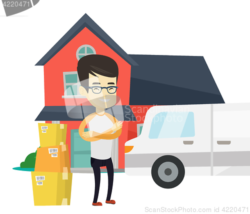 Image of Man moving to house vector illustration.