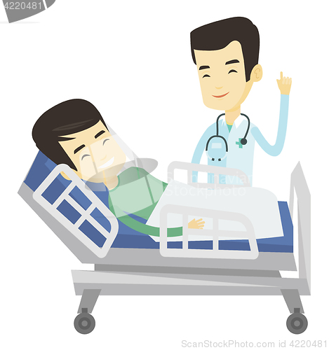 Image of Doctor visiting patient vector illustration.