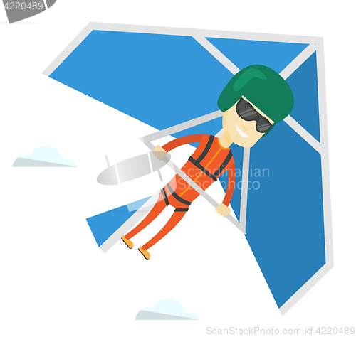 Image of Man flying on hang-glider vector illustration.