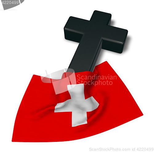 Image of christian cross and flag of switzerland - 3d rendering