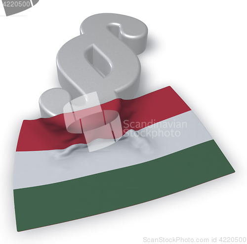 Image of paragraph symbol and flag of hungary - 3d rendering