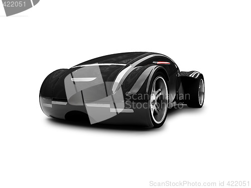 Image of isolated black super car front view 01
