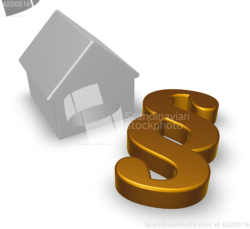 Image of paragraph symbol and house model - 3d rendering