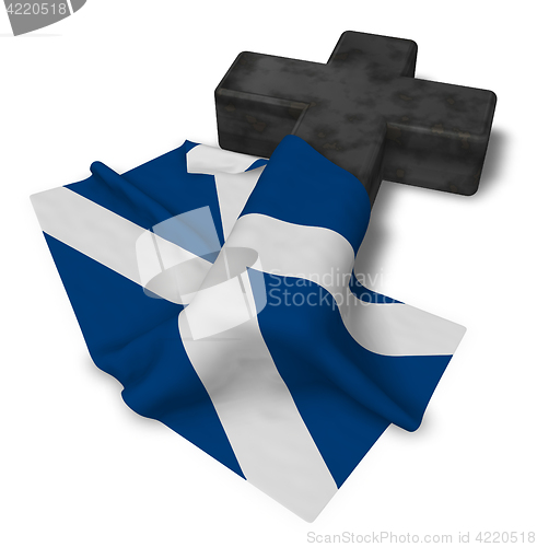 Image of christian cross and flag of scotland - 3d rendering
