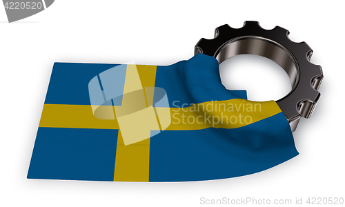 Image of gear wheel and flag of sweden - 3d rendering