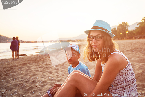 Image of Mother and son at Alanya beach