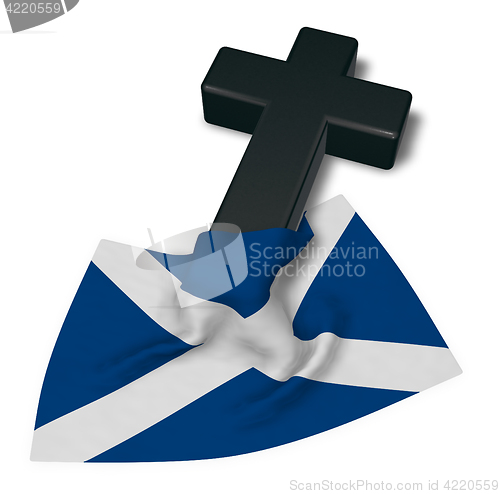 Image of christian cross and flag of scotland - 3d rendering