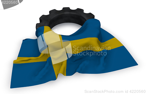 Image of gear wheel and flag of sweden - 3d rendering