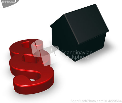 Image of paragraph symbol and house model - 3d rendering