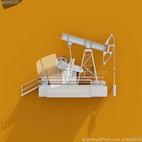 Image of 3d White Oil Rig Icon on Orange Background