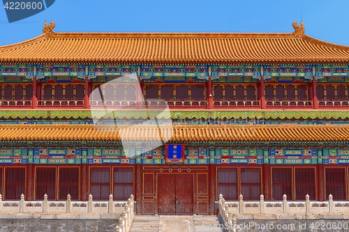 Image of Traditional Chinese building under blue sky