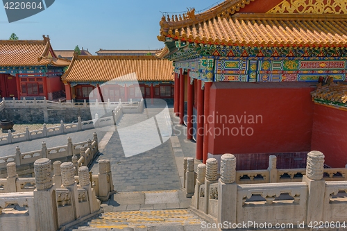 Image of Traditional Chinese building under blue sky