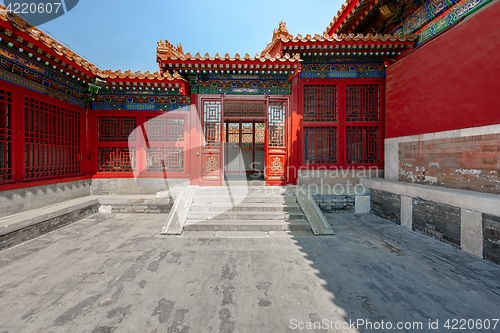 Image of Gateway with red Chinese doors