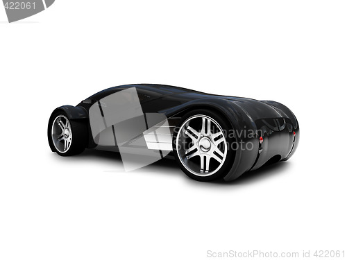 Image of isolated black super car back view 01