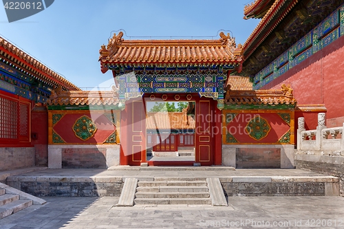 Image of Gateway with red Chinese doors