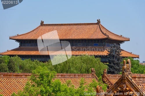 Image of Traditional Chinese building under blue sky