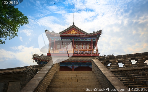 Image of Traditional Chinese building under blue sky