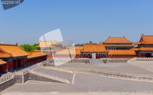 Image of Traditional Chinese buildings under blue sky