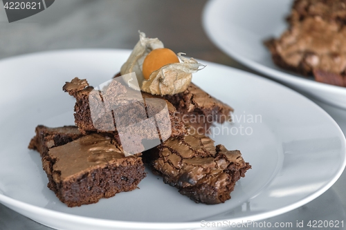 Image of Freshly baked brownies on the plate