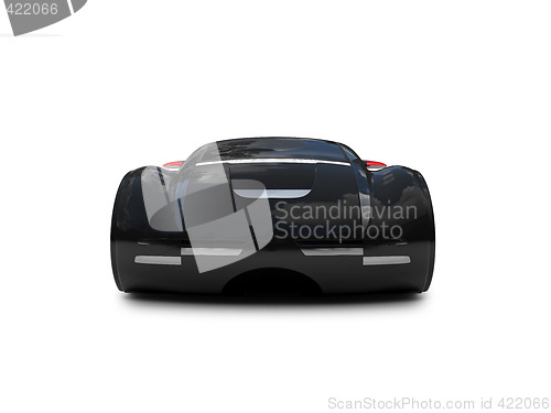 Image of isolated black super car front view 04