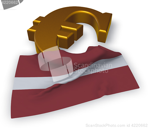 Image of euro symbol and flag of Latvia  - 3d illustration