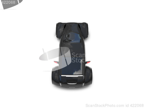 Image of isolated black super car top view