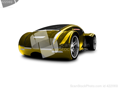 Image of isolated gold super car front view 01