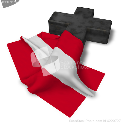 Image of christian cross and flag of austria - 3d rendering