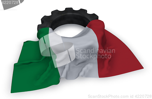 Image of gear wheel and flag of italy - 3d rendering