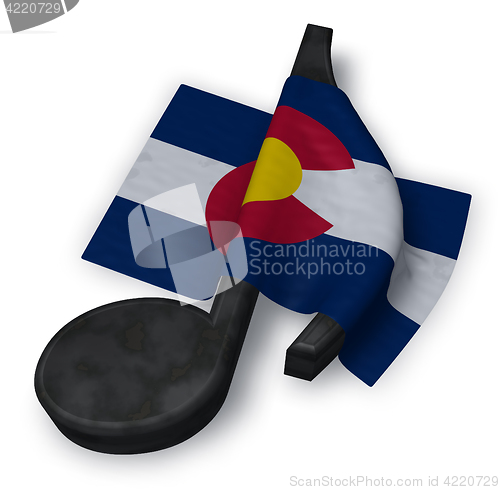 Image of music note symbol and flag of colorado - 3d rendering