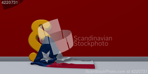 Image of texas flag and paragraph symbol - 3d illustration