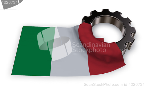 Image of gear wheel and flag of italy - 3d rendering