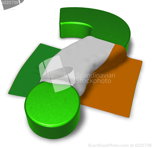 Image of question mark and flag of ireland - 3d illustration