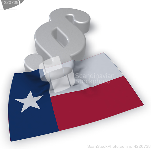 Image of texas flag and paragraph symbol - 3d illustration