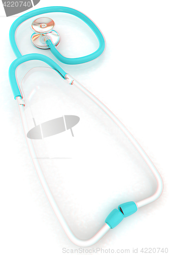 Image of stethoscope. 3d illustration. Anaglyph. View with red/cyan glass