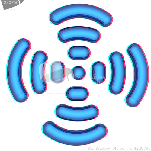 Image of Radio Frequency Identification symbol. 3d illustration. Anaglyph